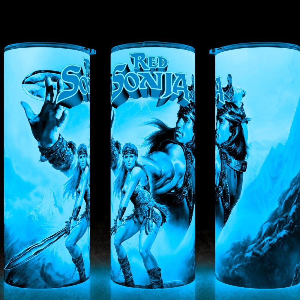 Glow in the Dark Red Sonja 80s with Conan the Barbarian Cup Mug Tumbler 20oz